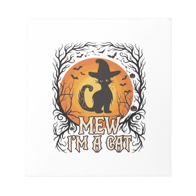 Haunted Halloween Pumpkin Spooky Night Ghost Silho Notepad (Front)