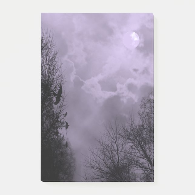 Haunted Halloween Purple Sky with Ravens Post-Its Post-it Notes (Front)