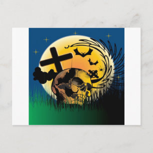 Haunted Halloween Scene Postcard