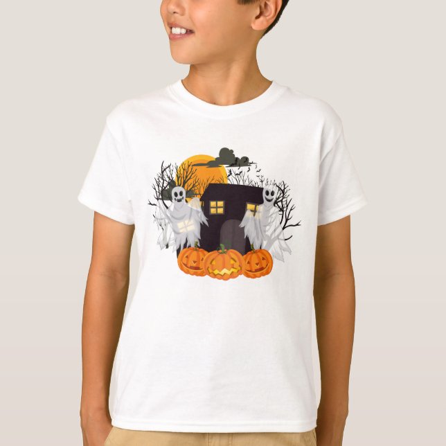 Haunted Halloween Scene T-Shirt (Front)