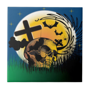 Haunted Halloween Scene Tile