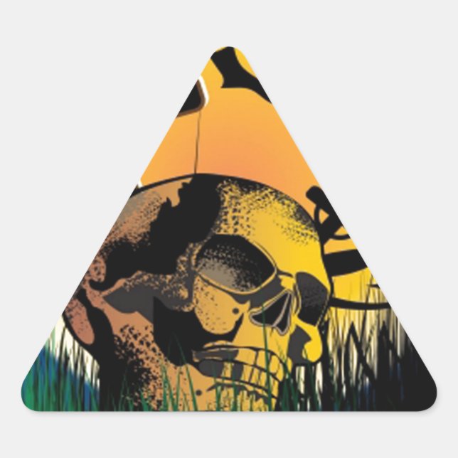 Haunted Halloween Scene Triangle Sticker (Front)