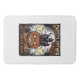 Haunted Halloween Shirt Vintage Ghost Pumpkin Art Bath Mat