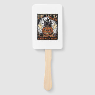 Haunted Halloween Shirt Vintage Ghost Pumpkin Art Hand Fan