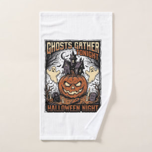 Haunted Halloween Shirt Vintage Ghost Pumpkin Art Hand Towel