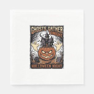 Haunted Halloween Shirt Vintage Ghost Pumpkin Art Napkin