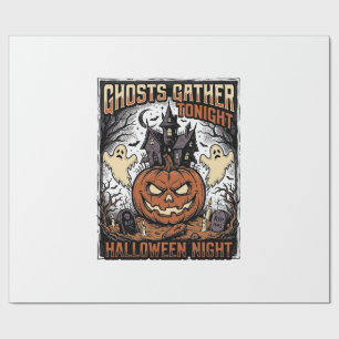 Haunted Halloween Shirt Vintage Ghost Pumpkin Art Wrapping Paper