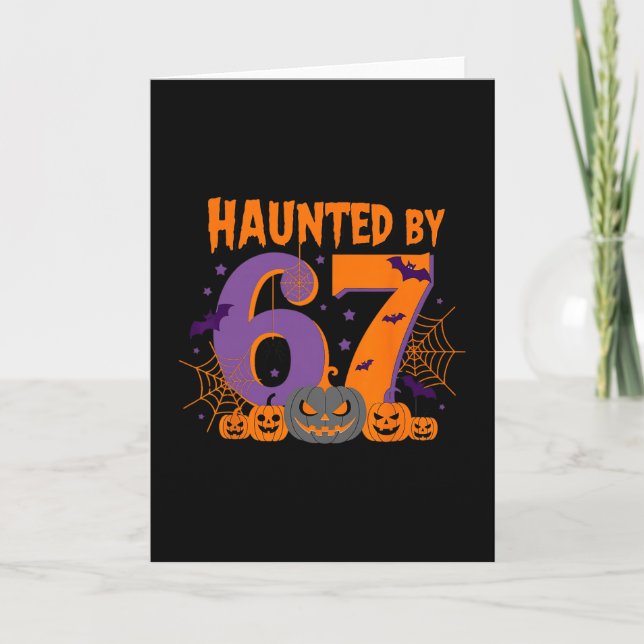 Haunted Halloween Skeleton Haunted Six Seven Numbe Card (Front)