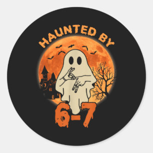 Haunted Halloween Skeleton Haunted Six Seven Numbe Classic Round Sticker