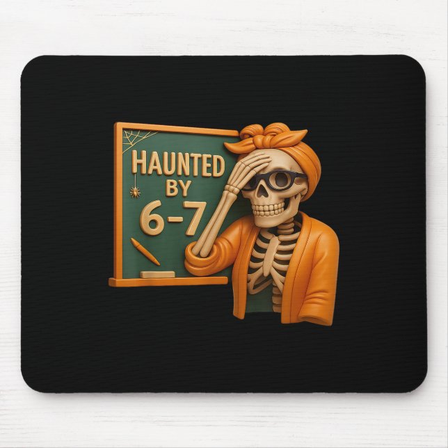 Haunted Halloween Skeleton Haunted Six Seven Numbe Mouse Mat (Front)
