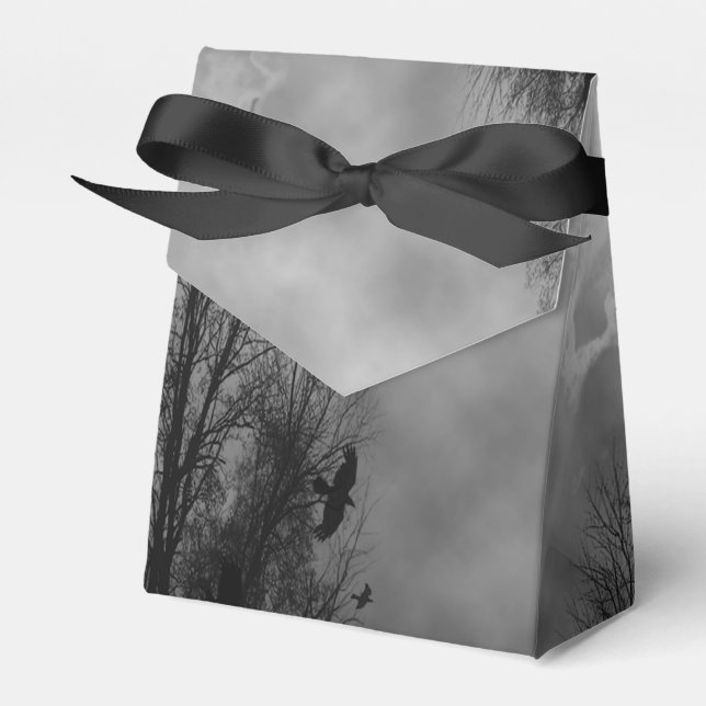 Haunted Halloween Sky with Ravens Party Favour Box (Front Side)