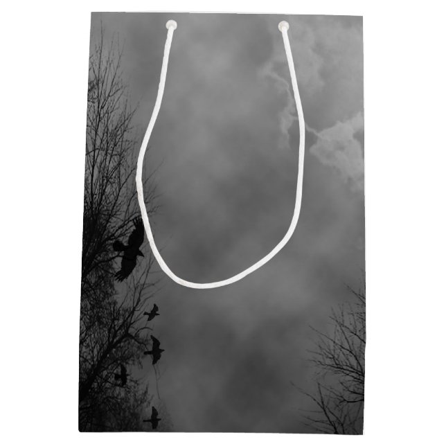 Haunted Halloween Sky with Ravens Party Favour Box Medium Gift Bag (Back)