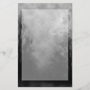 Haunted Halloween Sky with Ravens Stationery