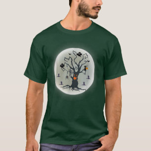 Haunted Halloween Spooky Tree Bats Full Moon T-Shirt
