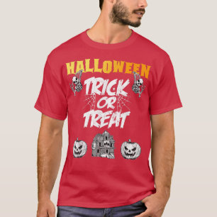 Haunted Halloween Trick or Treat Pumpkins & Skel T-Shirt