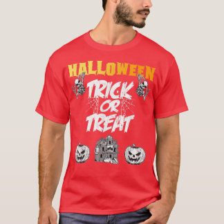 Haunted Halloween  Trick or Treat  Pumpkins & Skel T-Shirt