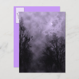 Haunted Halloween Violet Mist Sky with Ravens Postcard