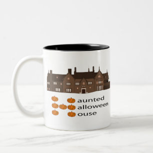 Haunted Haloween House Pumpkin Two-Tone Coffee Mug