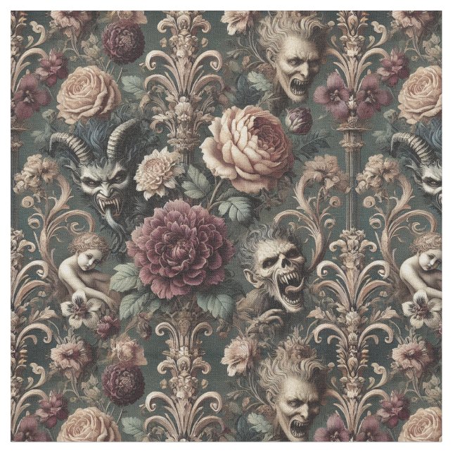 Haunted Harmonics – Gothic Classic Tile Fabric (Close Up)