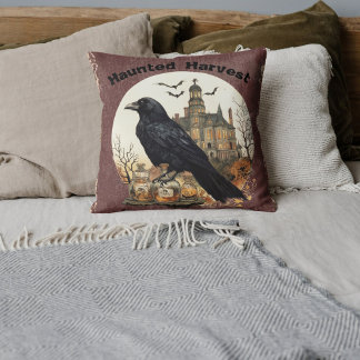 Haunted Harvest halloween throw pillow