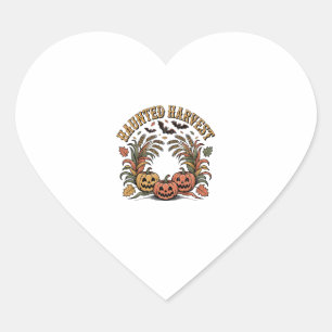 Haunted Harvest Retro Halloween Pumpkin Heart Sticker