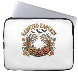 Haunted Harvest Retro Halloween Pumpkin Laptop Sleeve