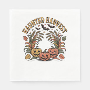 Haunted Harvest Retro Halloween Pumpkin Napkin