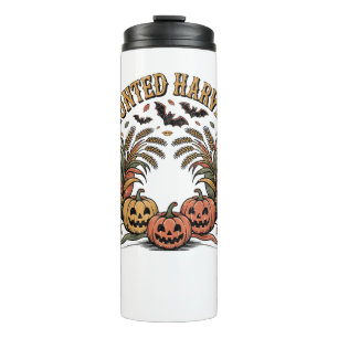 Haunted Harvest Retro Halloween Pumpkin Thermal Tumbler