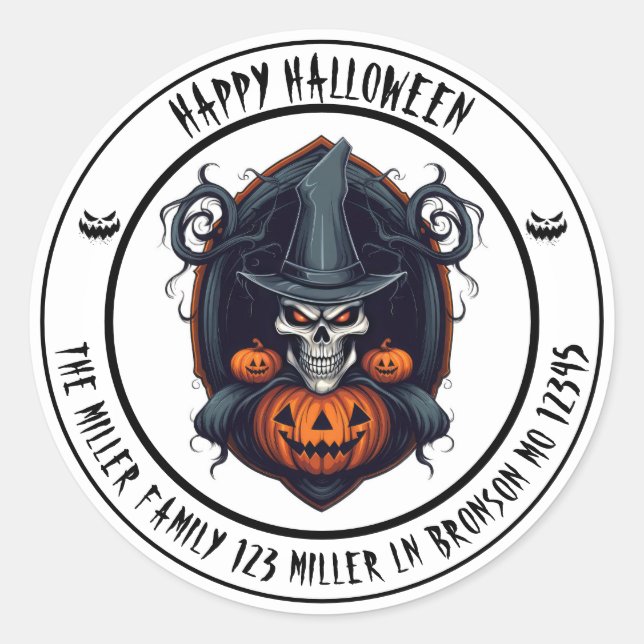 Haunted Hat & Hollow Grin Halloween Envelope Seal (Front)
