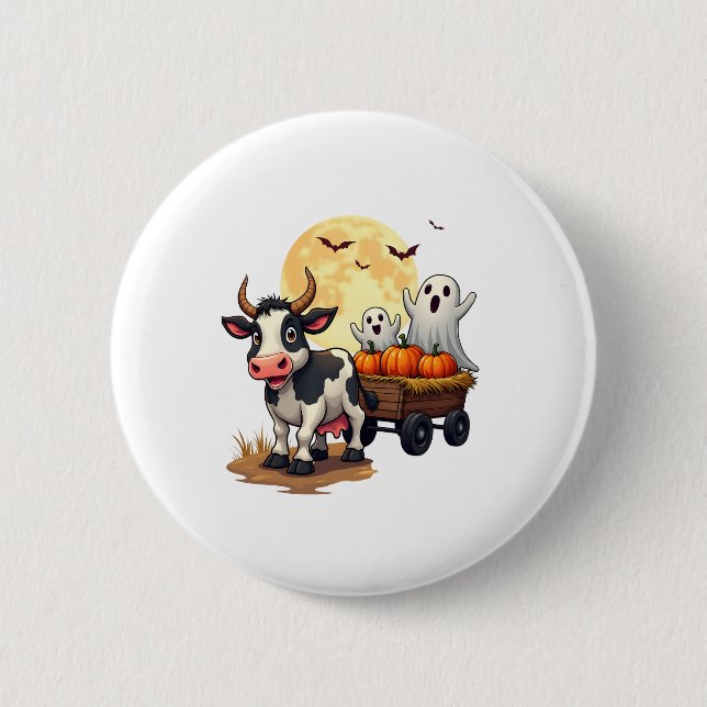 Haunted Hayride Cow 6 Cm Round Badge (Front)