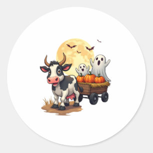 Haunted Hayride Cow Classic Round Sticker