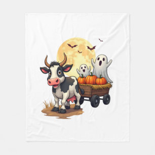 Haunted Hayride Cow Fleece Blanket