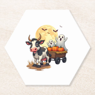 Haunted Hayride Cow Paper Coaster