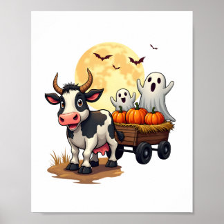 Haunted Hayride Cow Poster
