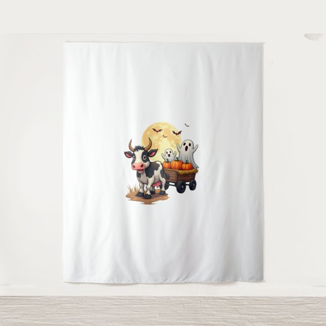 Haunted Hayride Cow Tapestry (Front)