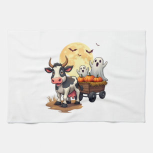 Haunted Hayride Cow Tea Towel