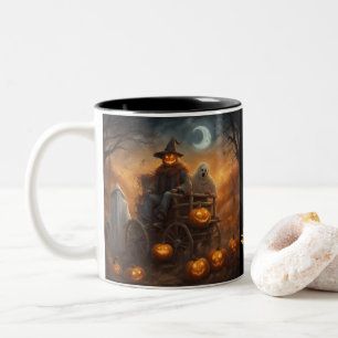 Haunted Hayride meets Headless scarecrow Two-Tone Coffee Mug
