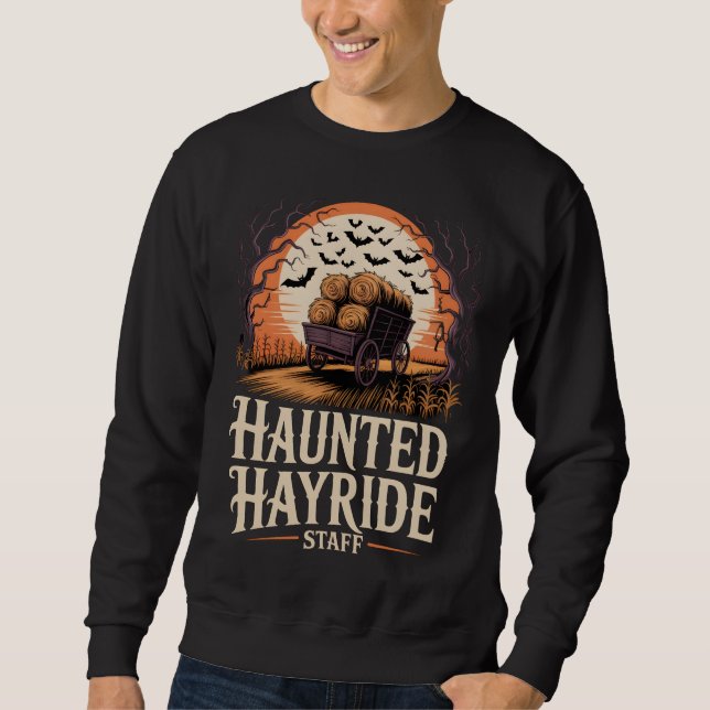 Haunted Hayride Staff Halloween Sweatshirt (Front)