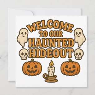 Haunted Hideout Retro Spooky Halloween 2026 Invitation