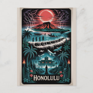 Haunted Honolulu Hawaii Vintage Horror Travel Postcard