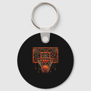 Haunted hoop basketball halloween spider web net key ring