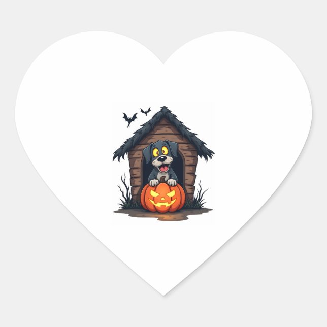 Haunted Hound House Heart Sticker (Front)