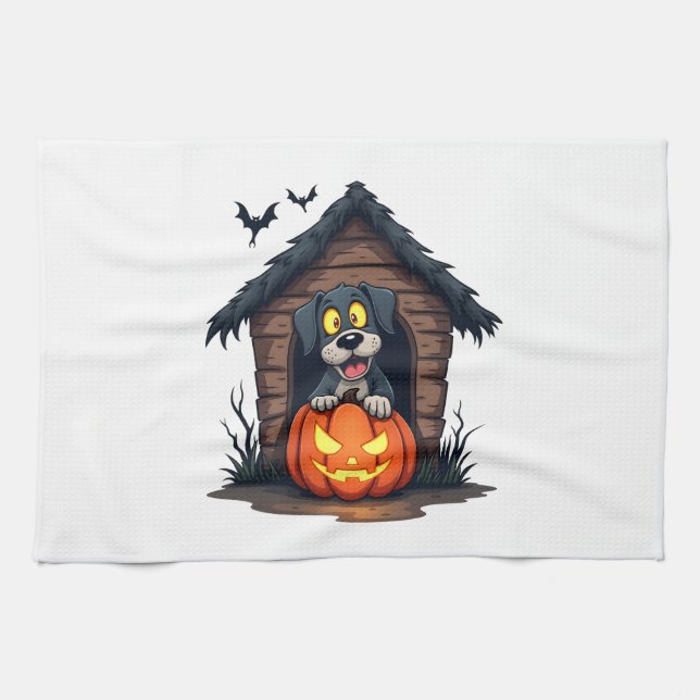Haunted Hound House Tea Towel (Horizontal)