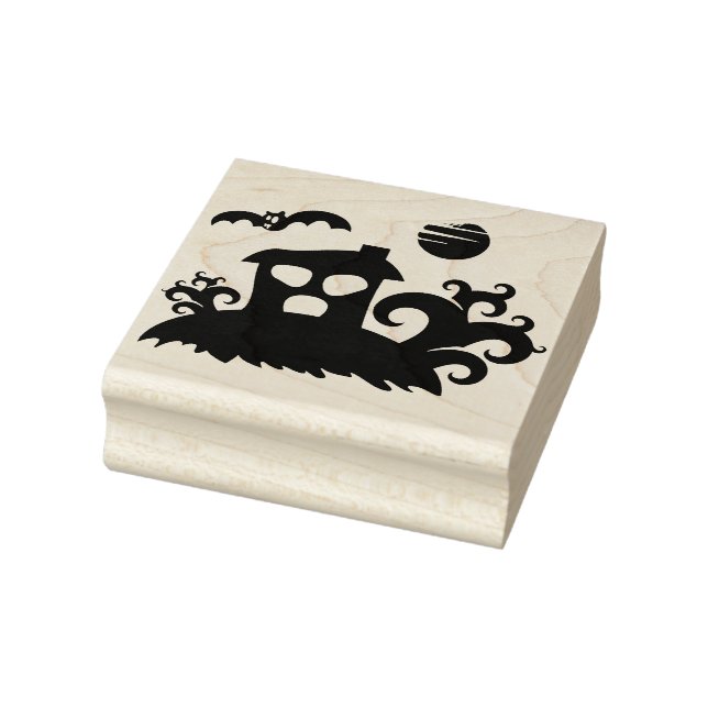 Haunted house 2 silhouette art stamp (Stamp)