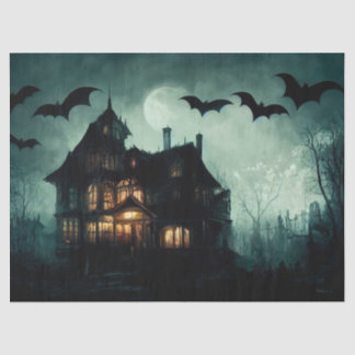 Haunted House and Bats Decoupage Tissue Paper