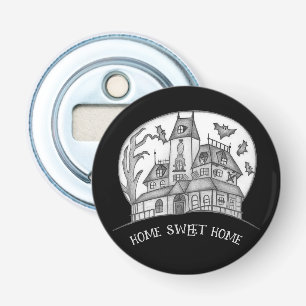 Haunted House and Bats Halloween Bottle Opener
