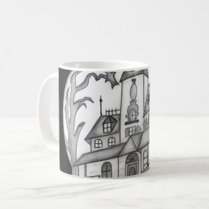 Haunted House and Bats Halloween Coffee Mug