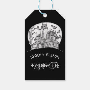 Haunted House and Bats Halloween Gift Tags