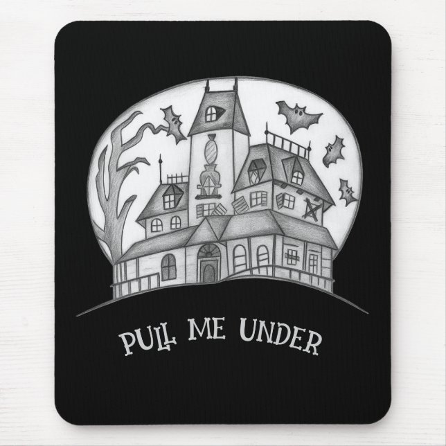 Haunted House and Bats Halloween  Mouse Mat (Front)