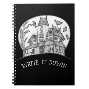 Haunted House and Bats Halloween Notebook